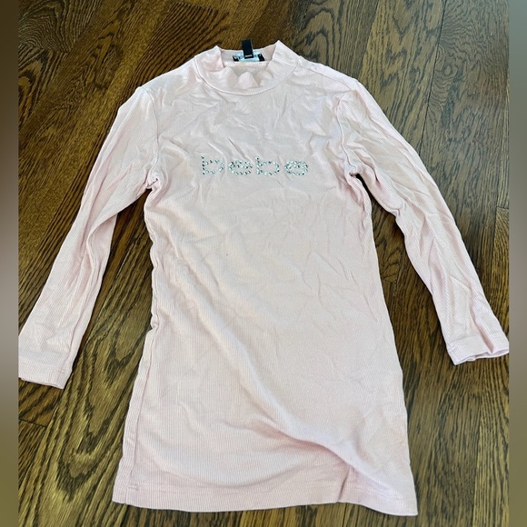 bebe pink 3/4 sleeve mock top - Picture 1 of 2